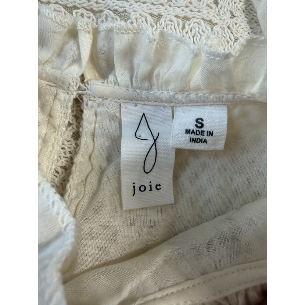 JOIE Ruffle Crochet Top Ivory Eyelet Sleeveless Western Victorian Romantic Sz S - Picture 6 of 7